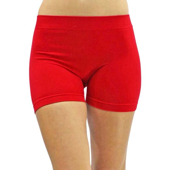 Red Stretchy 10" Seamless Yoga Shorts - Picture 6 of 8